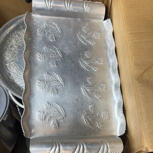Elegant Silver Floral Embossed Tray